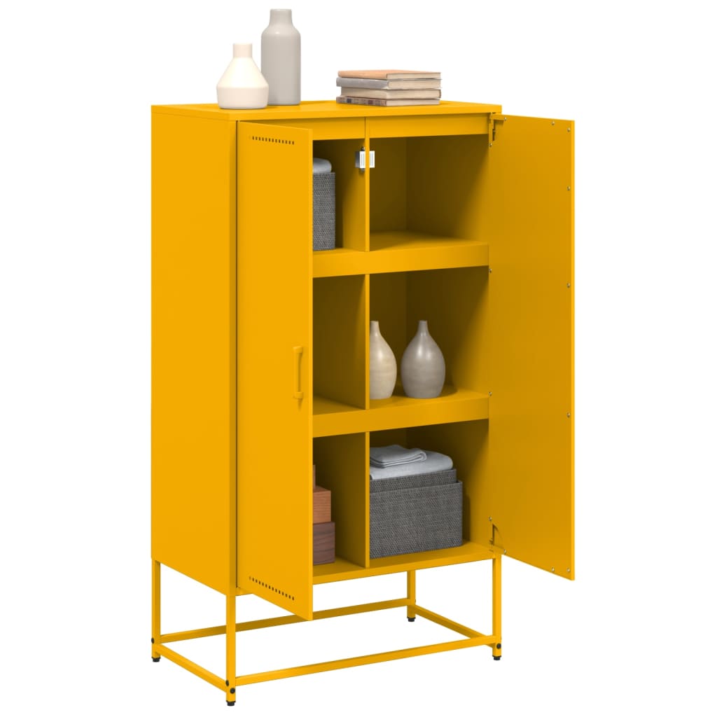 Highboard Mustard Yellow 68.5x38.5x123.5 cm Steel