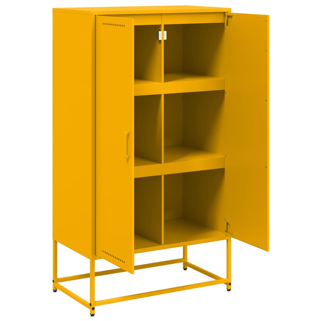 Highboard Mustard Yellow 68.5x38.5x123.5 cm Steel