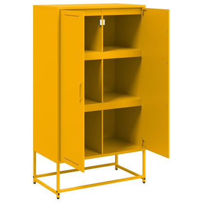 Highboard Mustard Yellow 68.5x38.5x123.5 cm Steel