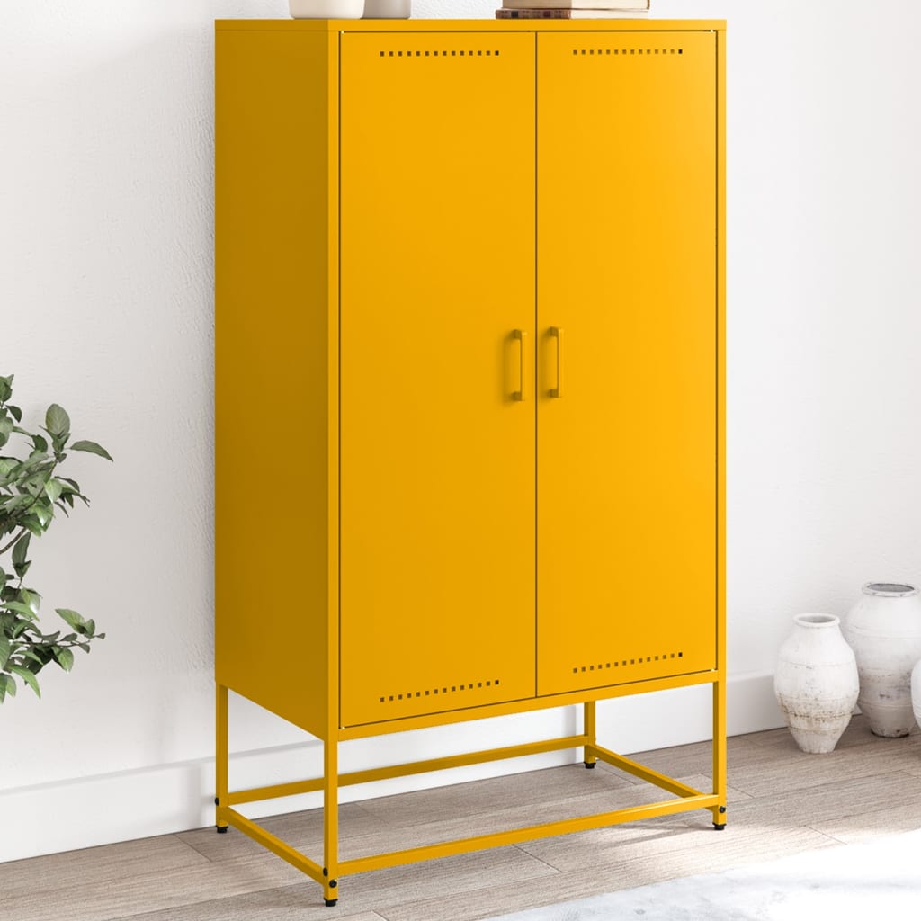 Highboard Mustard Yellow 68.5x38.5x123.5 cm Steel