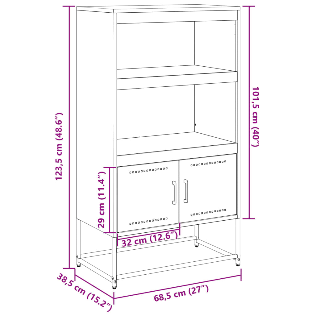 Highboard White 68.5x38.5x107 cm Steel