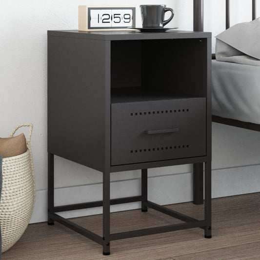 Bedside Cabinet Black 36x39x60.5 cm Steel