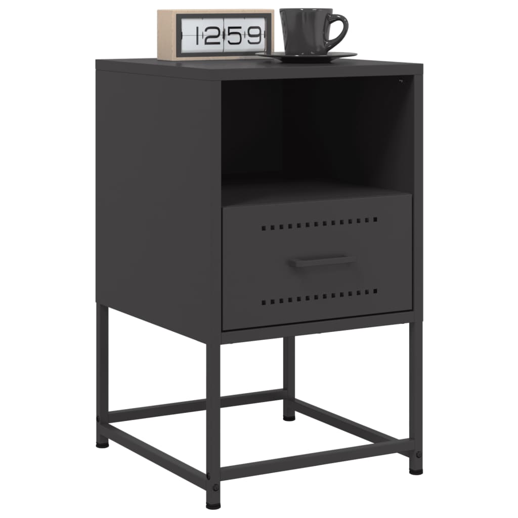 Bedside Cabinets 2 pcs Black 36x39x60.5 cm Steel