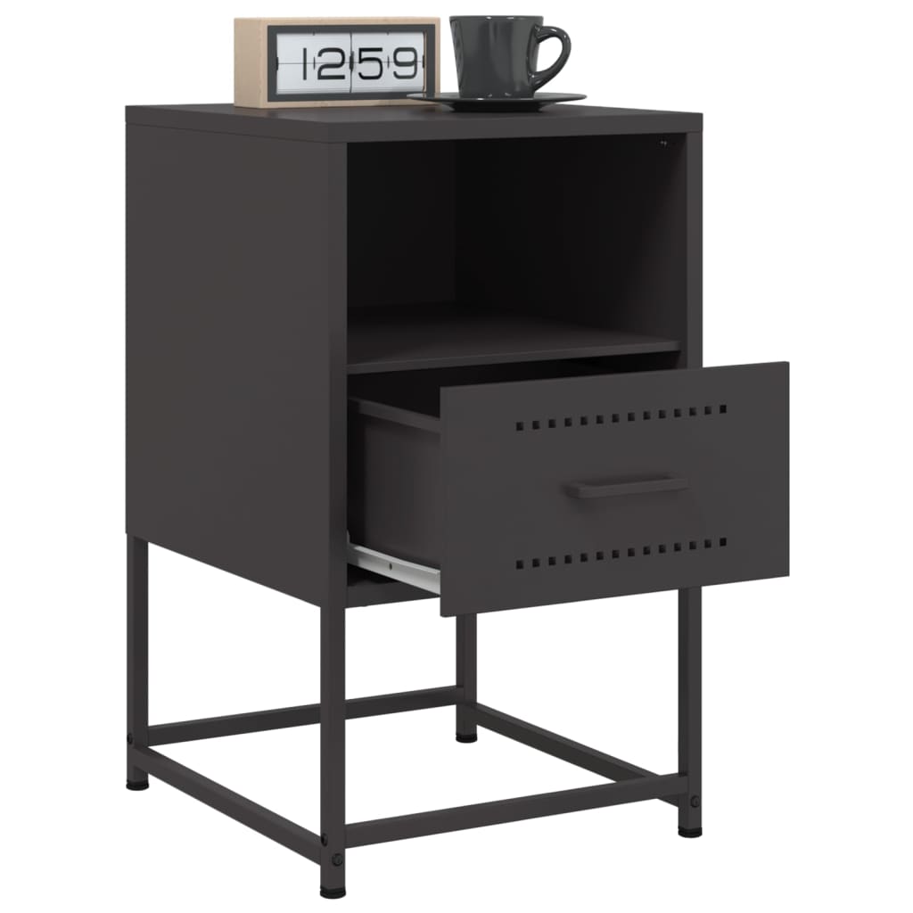 Bedside Cabinets 2 pcs Black 36x39x60.5 cm Steel