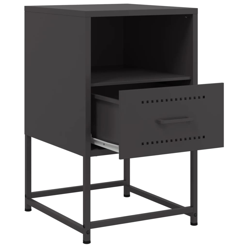 Bedside Cabinets 2 pcs Black 36x39x60.5 cm Steel