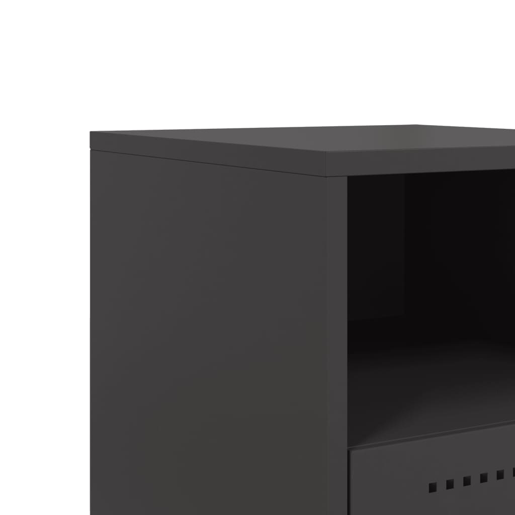 Bedside Cabinets 2 pcs Black 36x39x60.5 cm Steel