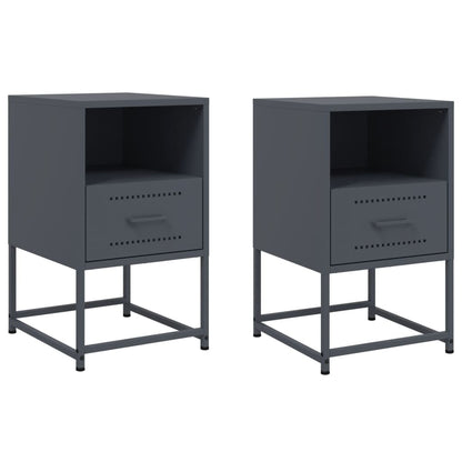 Bedside Cabinets 2 pcs Anthracite 36x39x60.5 cm Steel