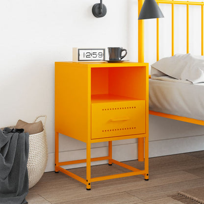 Bedside Cabinet Mustard Yellow 36x39x60.5 cm Steel