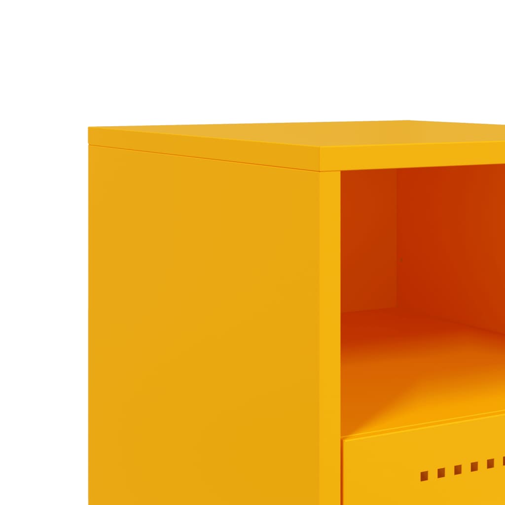 Bedside Cabinet Mustard Yellow 36x39x60.5 cm Steel