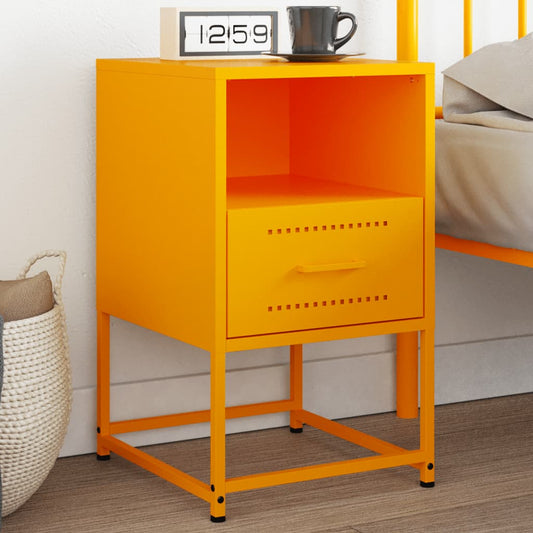 Bedside Cabinet Mustard Yellow 36x39x60.5 cm Steel