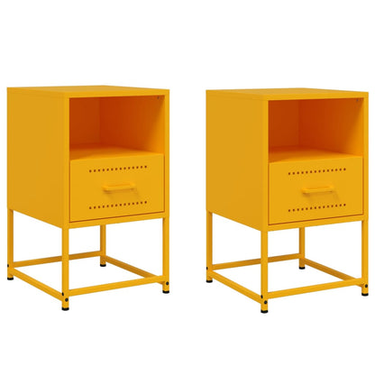 Bedside Cabinets 2 pcs Mustard Yellow 36x39x60.5 cm Steel