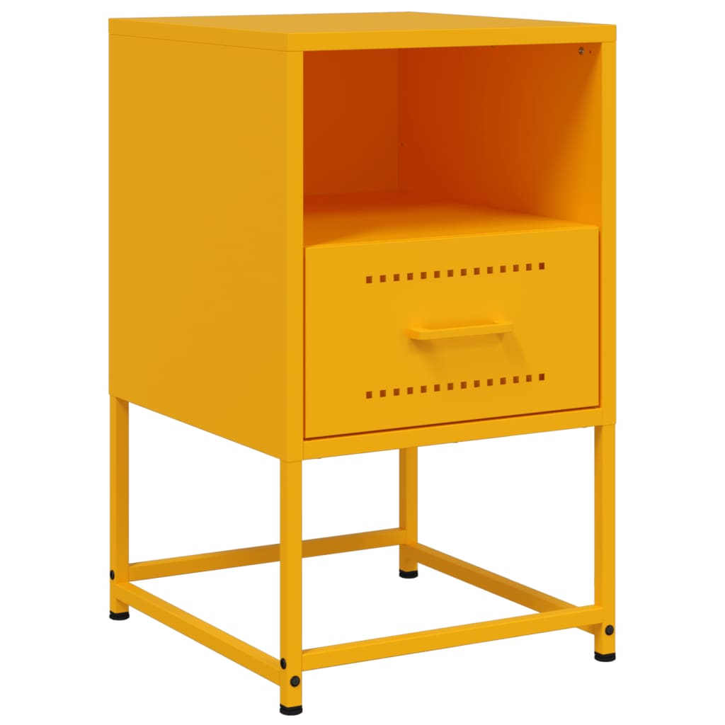 Bedside Cabinets 2 pcs Mustard Yellow 36x39x60.5 cm Steel