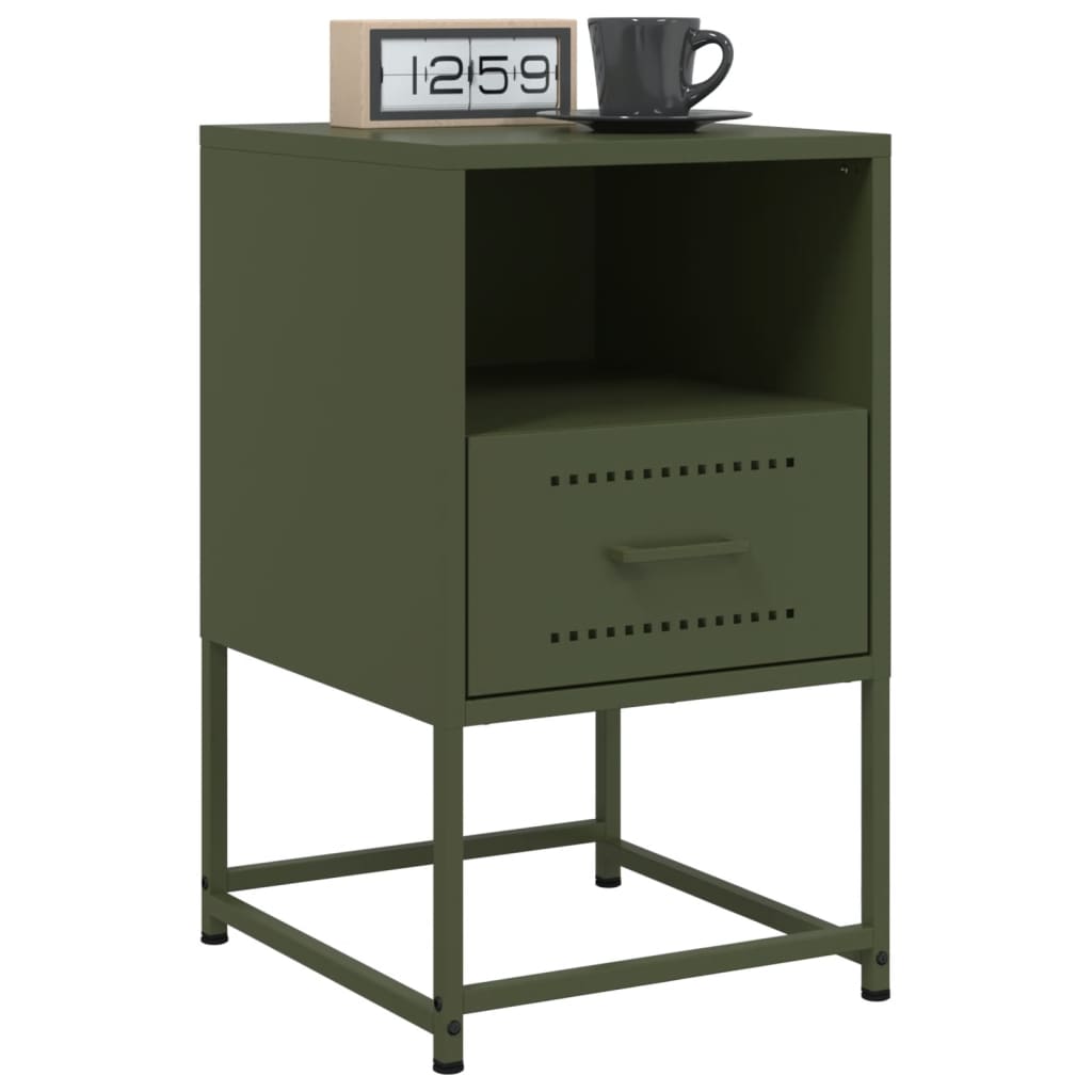 Bedside Cabinet Olive Green 36x39x60.5 cm Steel