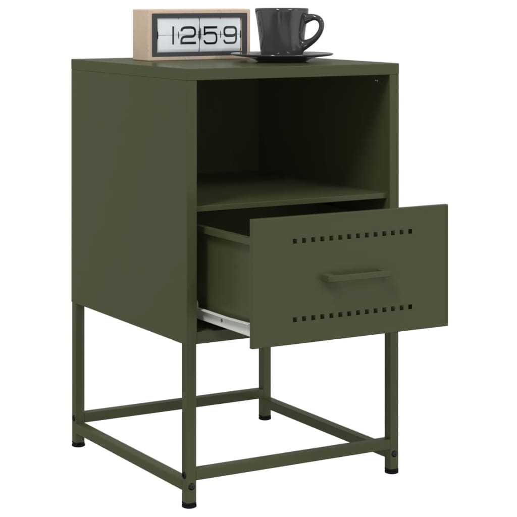 Bedside Cabinet Olive Green 36x39x60.5 cm Steel