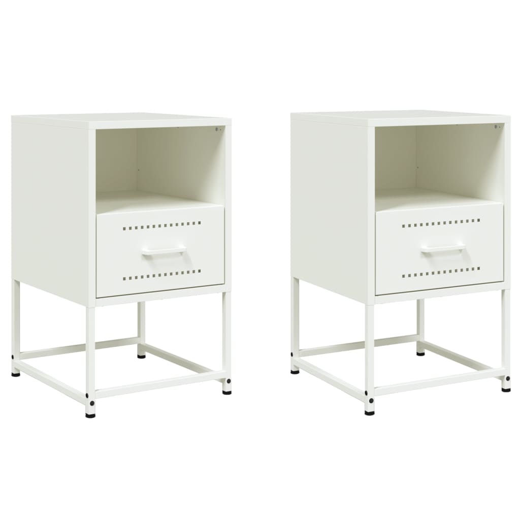 Bedside Cabinets 2 pcs White 36x39x60.5 cm Steel