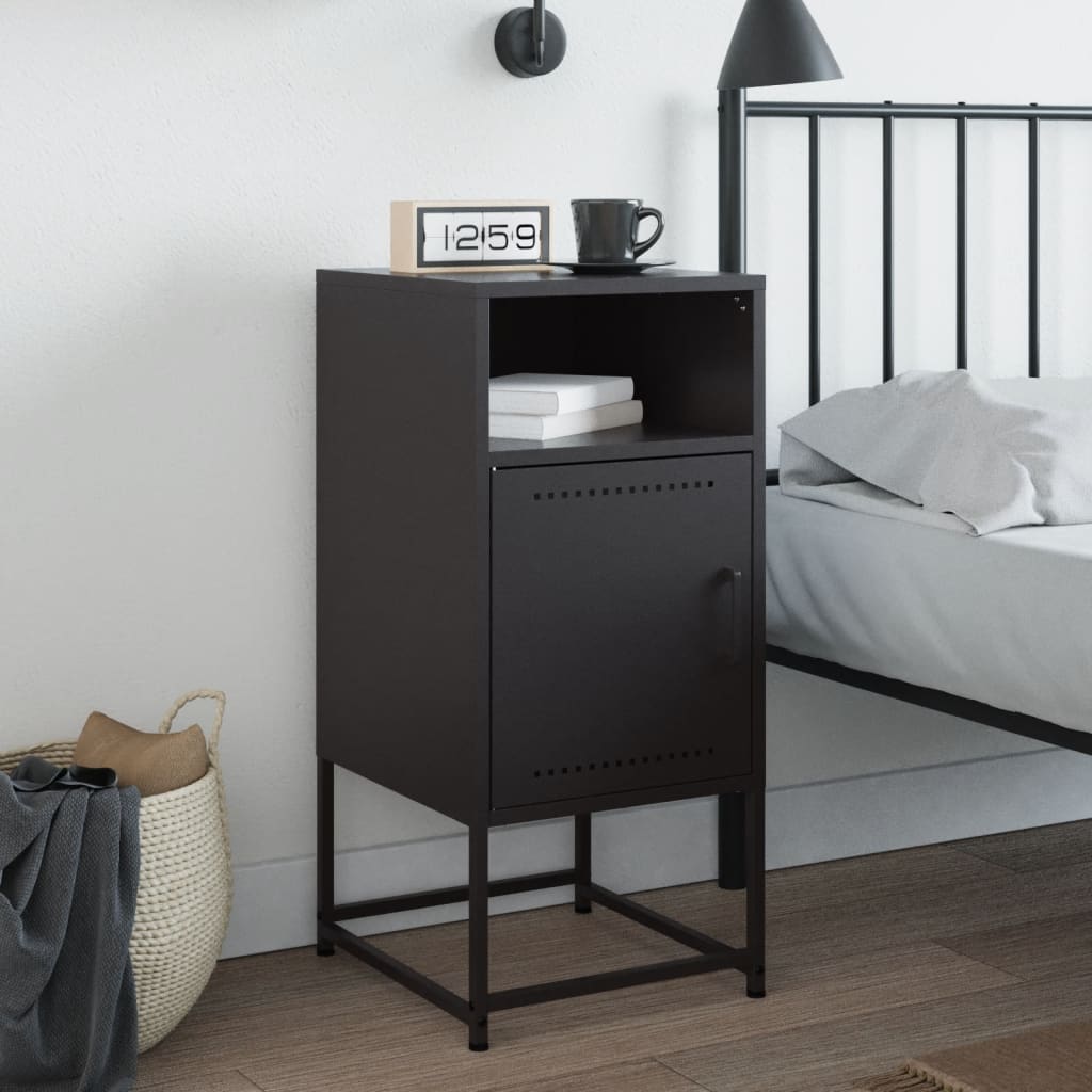 Bedside Cabinet Black 36x39x78 cm Steel