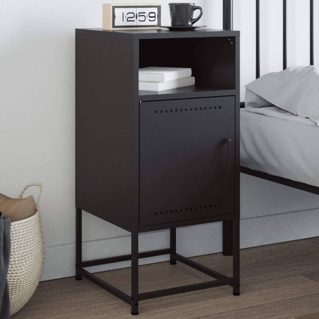 Bedside Cabinet Black 36x39x78 cm Steel