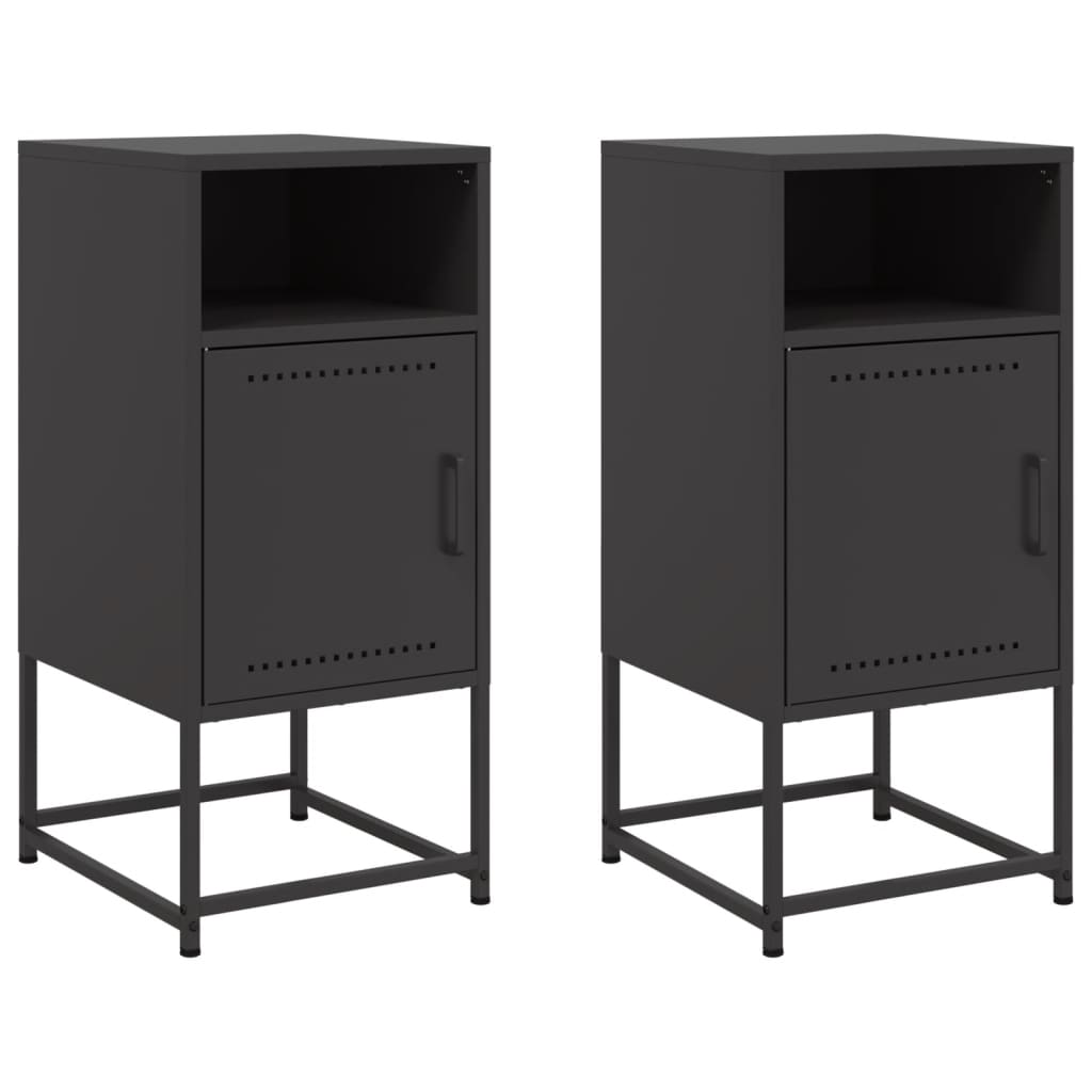 Bedside Cabinets 2 pcs Black 36x39x78 cm Steel