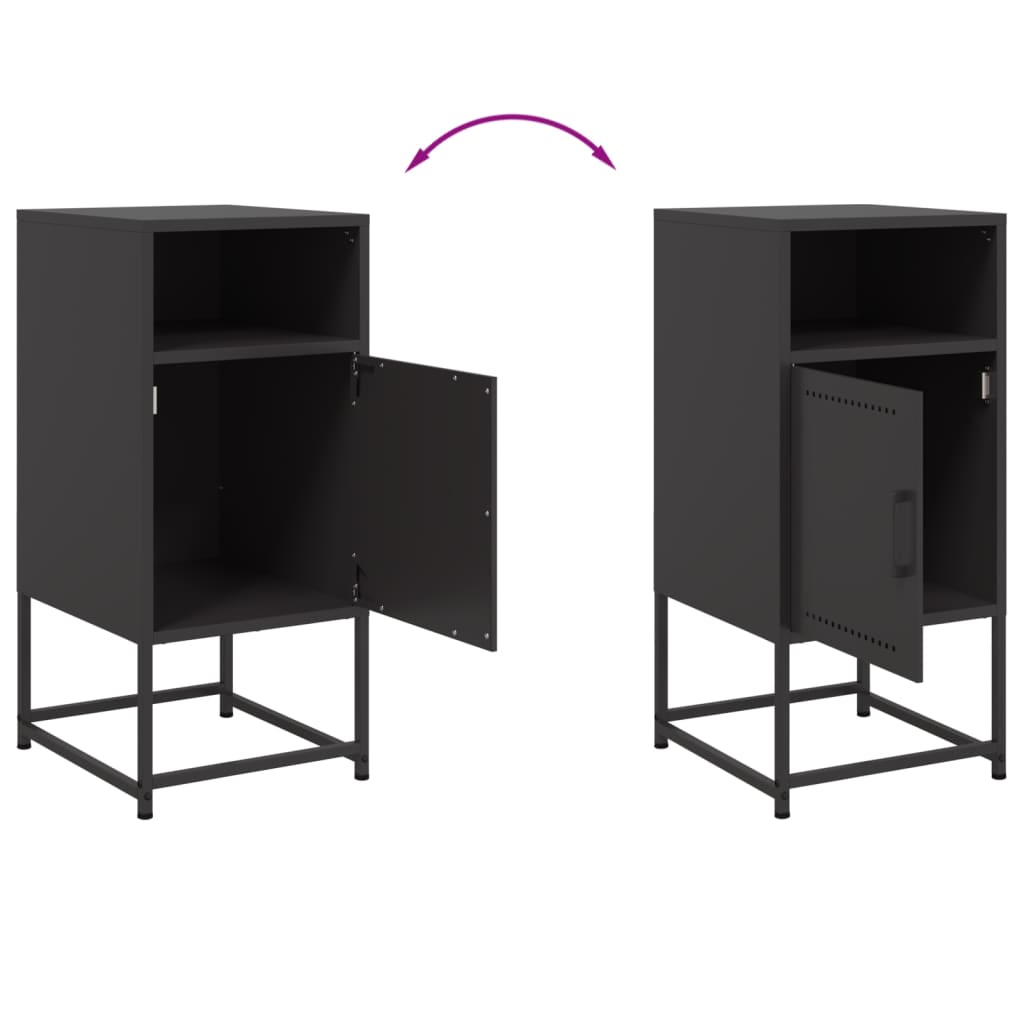 Bedside Cabinets 2 pcs Black 36x39x78 cm Steel