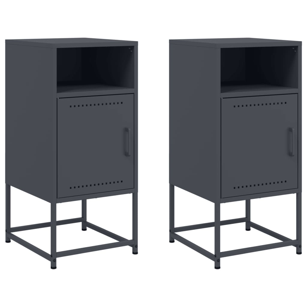 Bedside Cabinets 2 pcs Anthracite 36x39x78 cm Steel