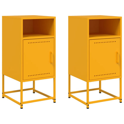 Bedside Cabinets 2 pcs Mustard Yellow 36x39x78 cm Steel