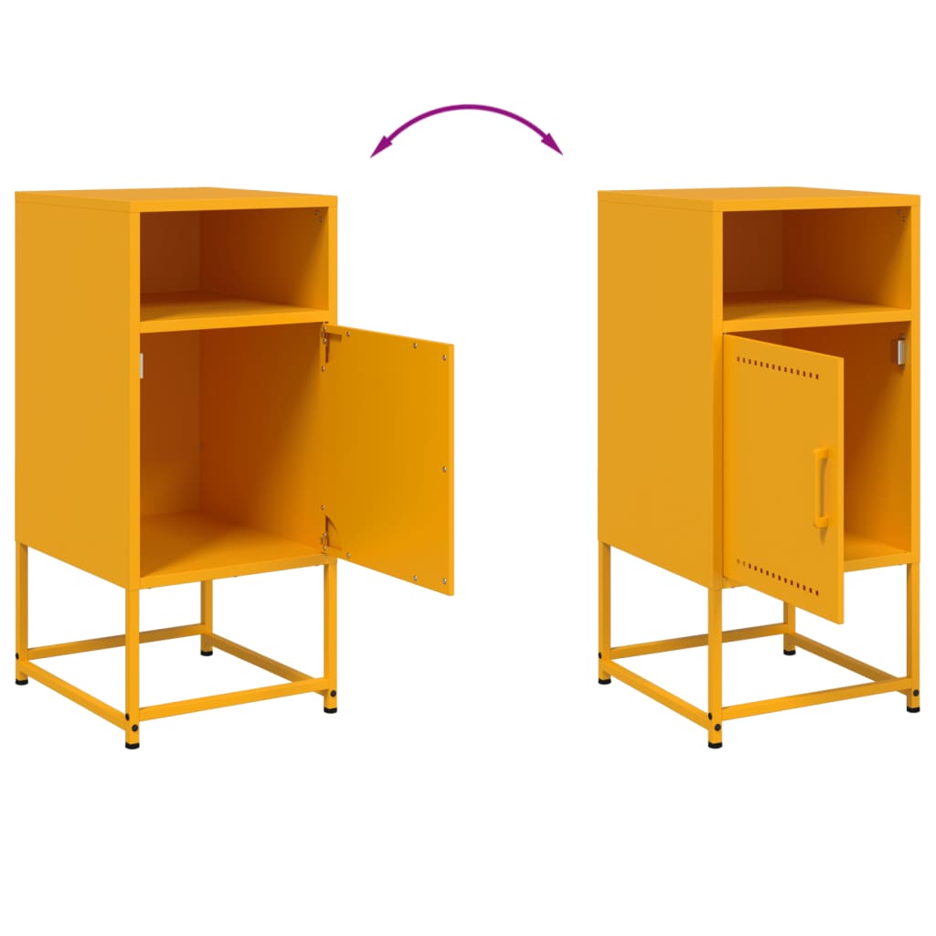 Bedside Cabinets 2 pcs Mustard Yellow 36x39x78 cm Steel