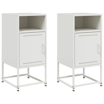 Bedside Cabinets 2 pcs White 36x39x78 cm Steel