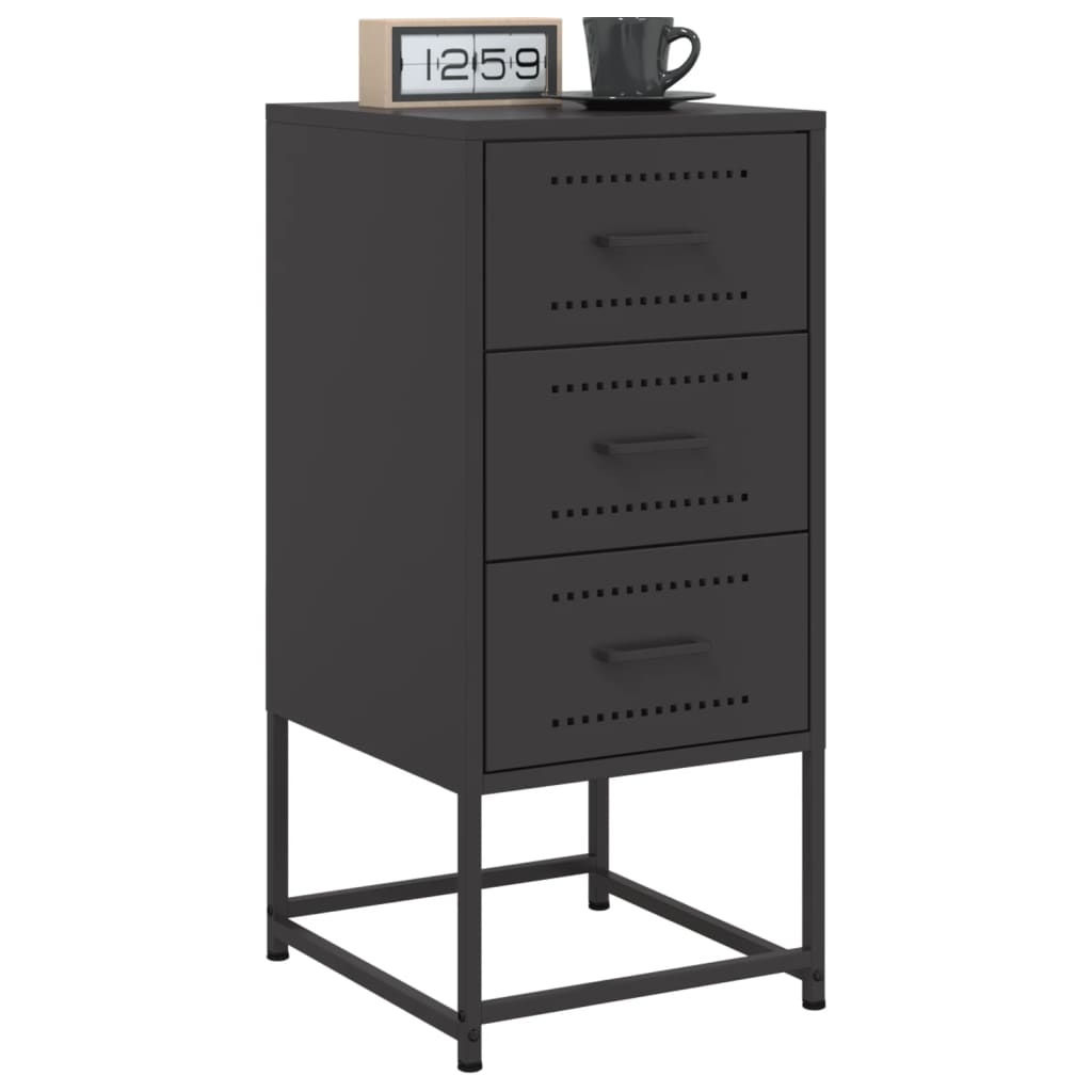 Bedside Cabinet Black 36x39x78 cm Steel