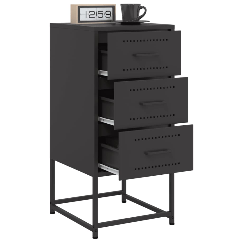 Bedside Cabinet Black 36x39x78 cm Steel