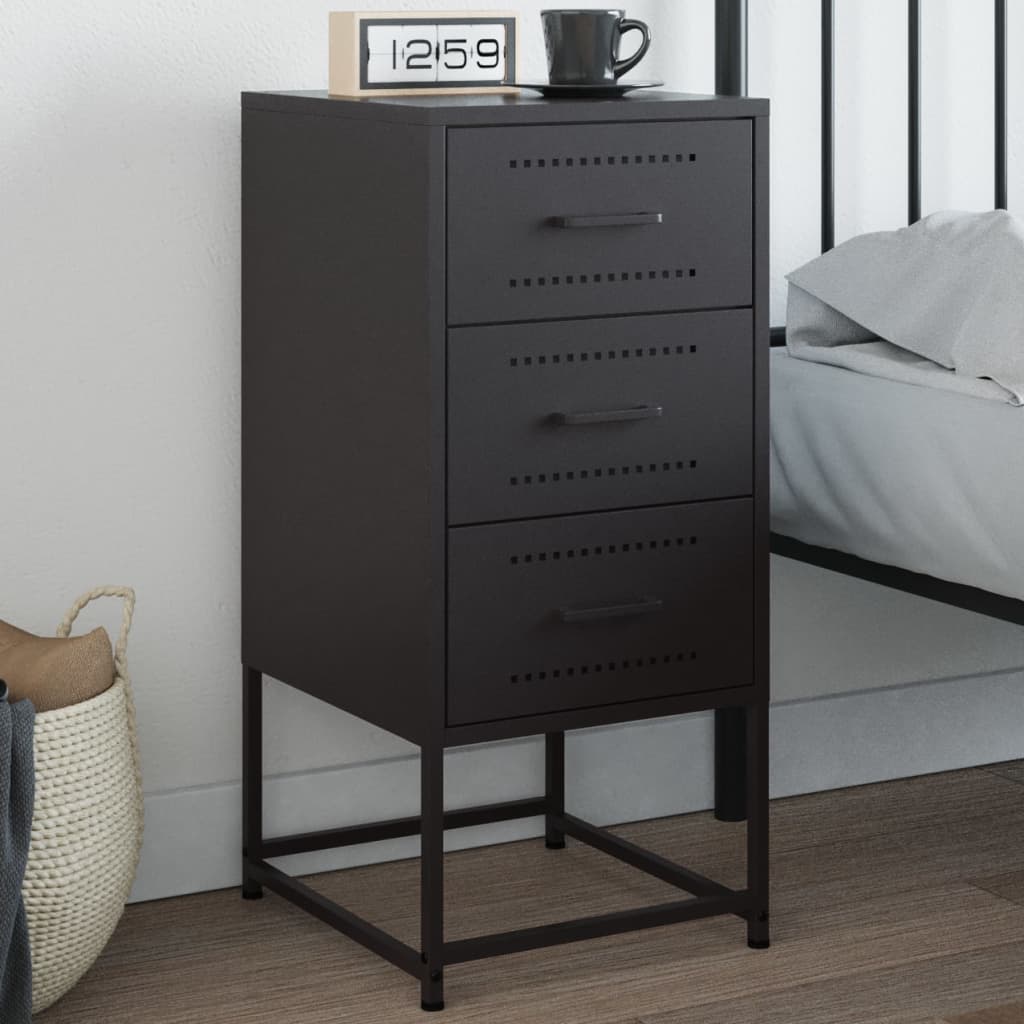 Bedside Cabinet Black 36x39x78 cm Steel