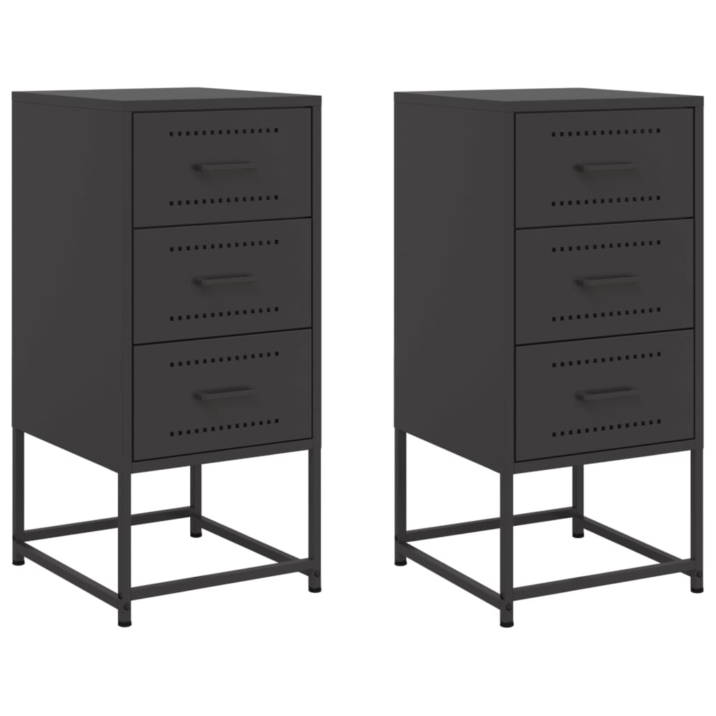 Bedside Cabinets 2 pcs Black 36x39x78 cm Steel