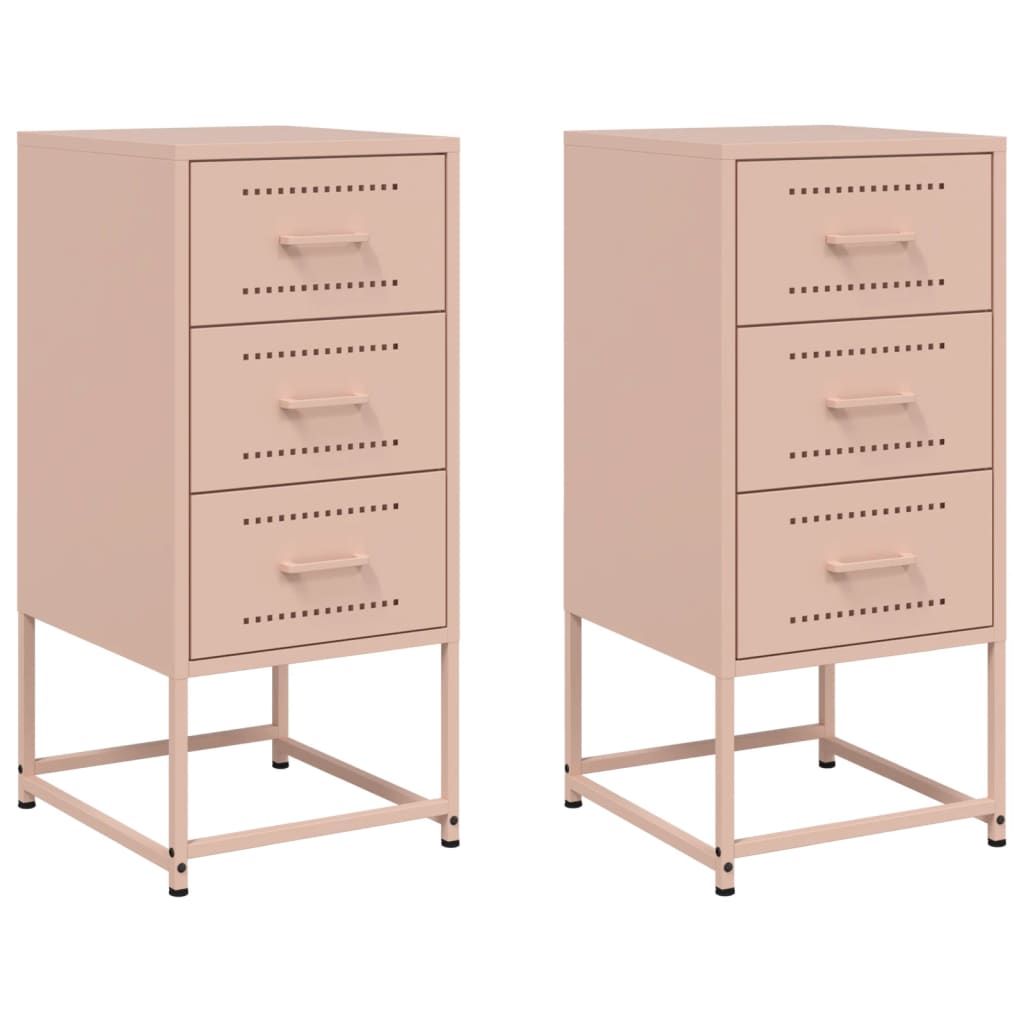 Bedside Cabinets 2 pcs Pink 36x39x78 cm Steel