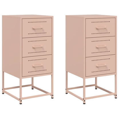 Bedside Cabinets 2 pcs Pink 36x39x78 cm Steel