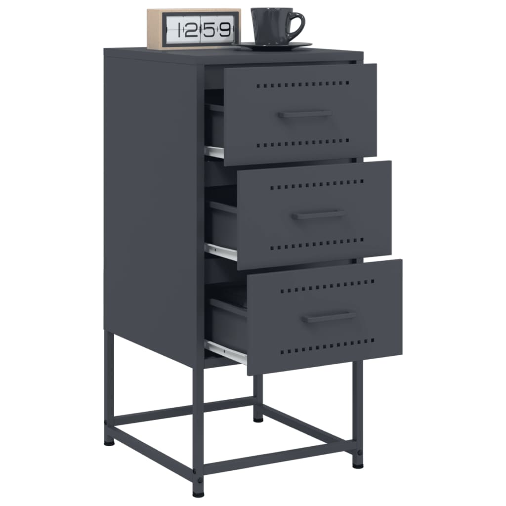 Bedside Cabinet Anthracite 36x39x78 cm Steel