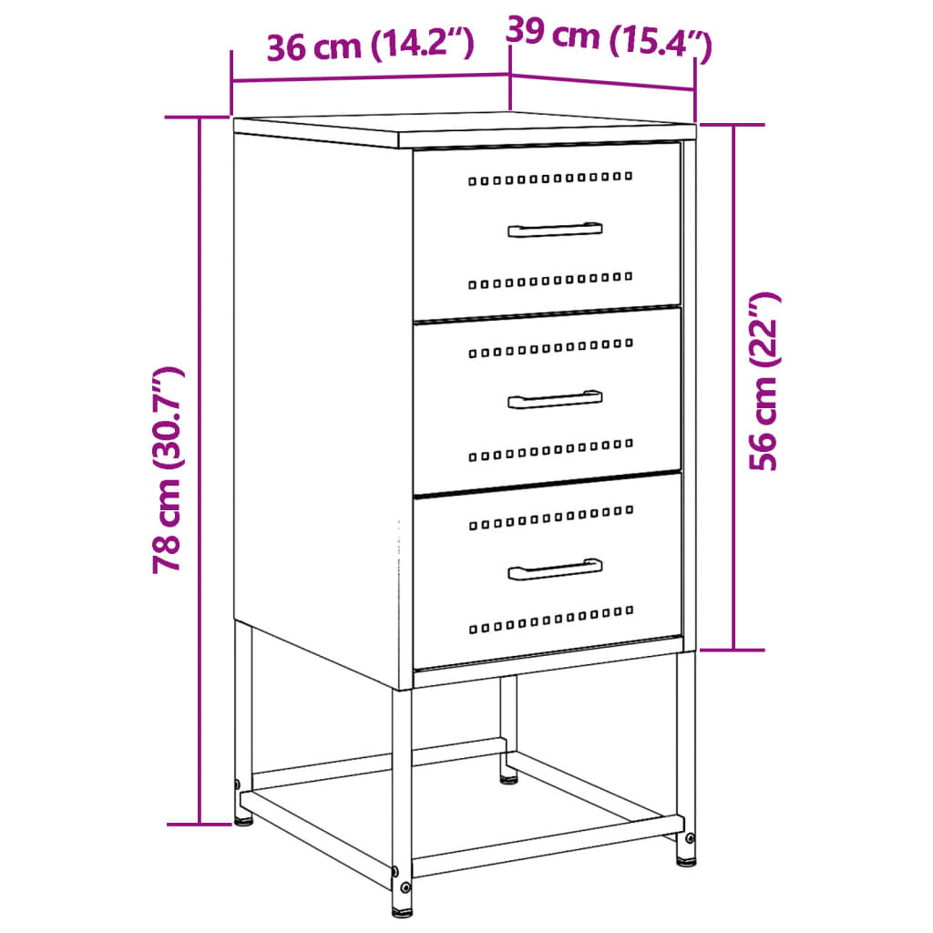 Bedside Cabinet Mustard Yellow 36x39x78 cm Steel