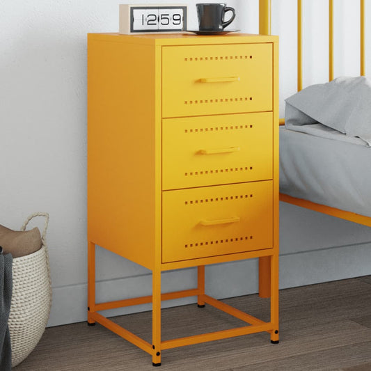 Bedside Cabinet Mustard Yellow 36x39x78 cm Steel