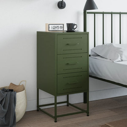 Bedside Cabinet Olive Green 36x39x78 cm Steel