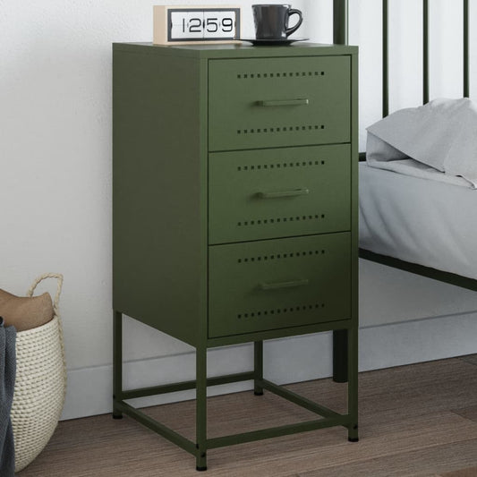 Bedside Cabinet Olive Green 36x39x78 cm Steel