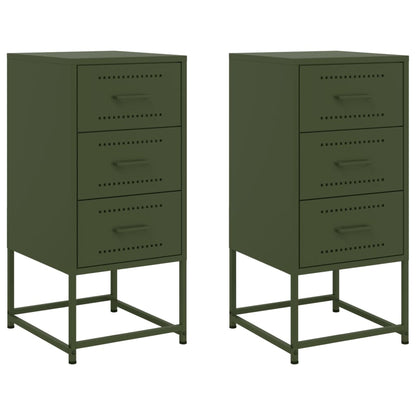 Bedside Cabinets 2 pcs Olive Green 36x39x78 cm Steel