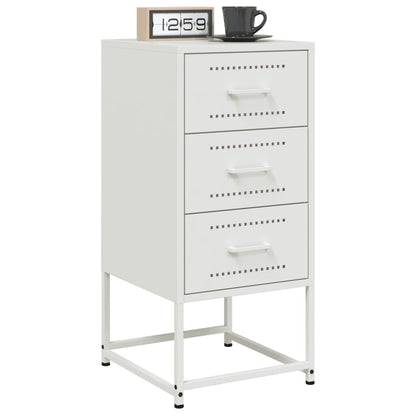 Bedside Cabinet White 36x39x78 cm Steel