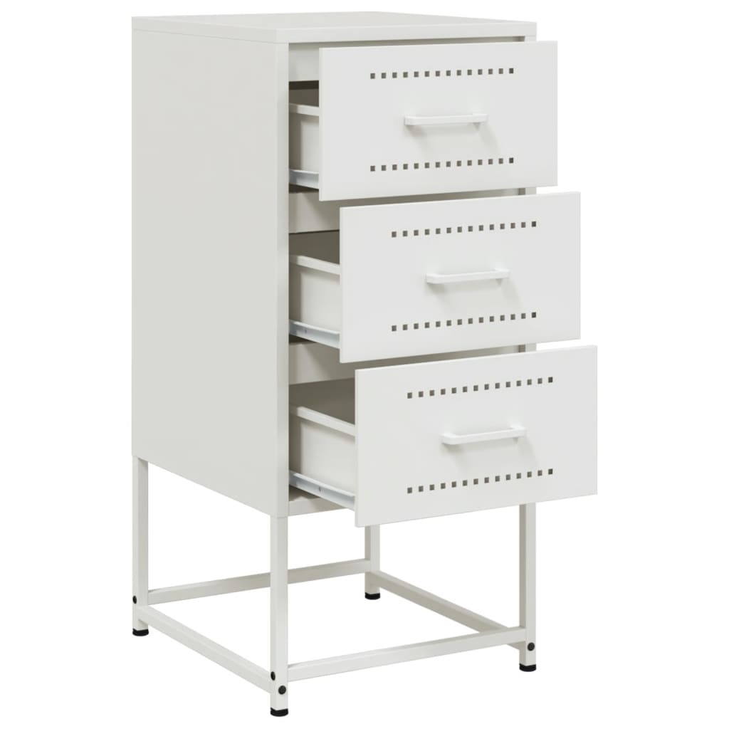 Bedside Cabinet White 36x39x78 cm Steel