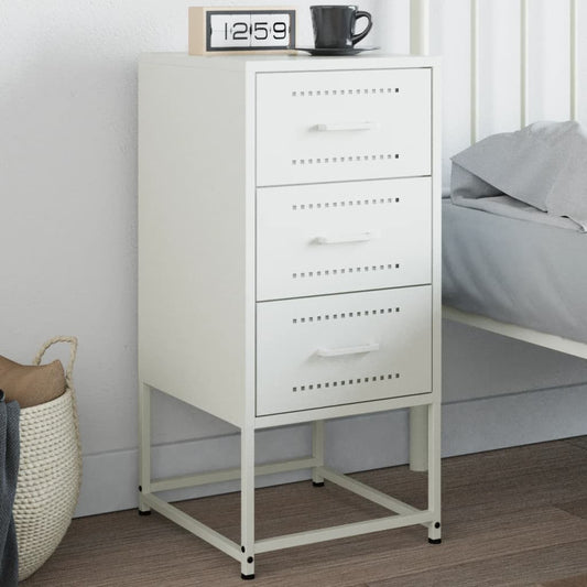 Bedside Cabinet White 36x39x78 cm Steel