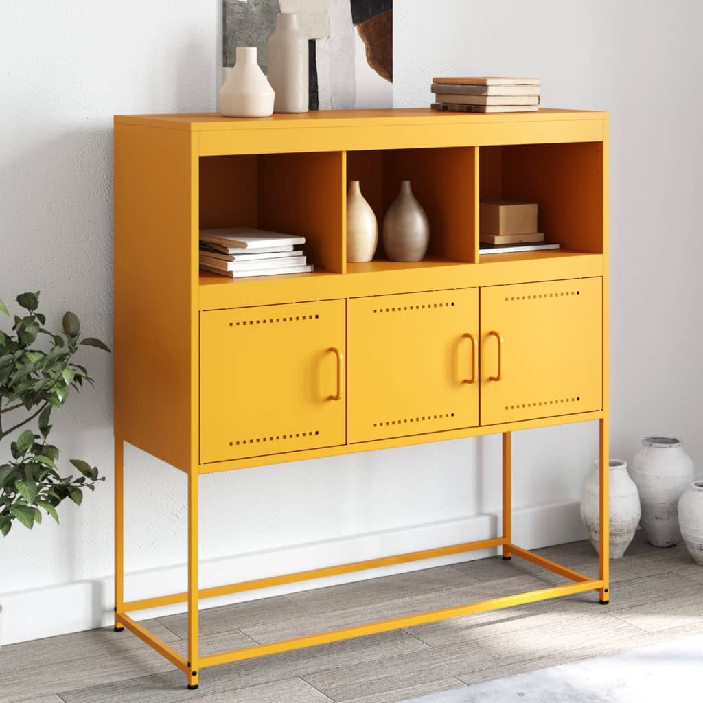 Sideboard Mustard Yellow 100.5x39x107 cm Steel