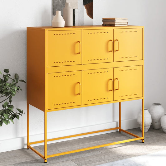 Sideboard Mustard Yellow 100.5x39x107 cm Steel