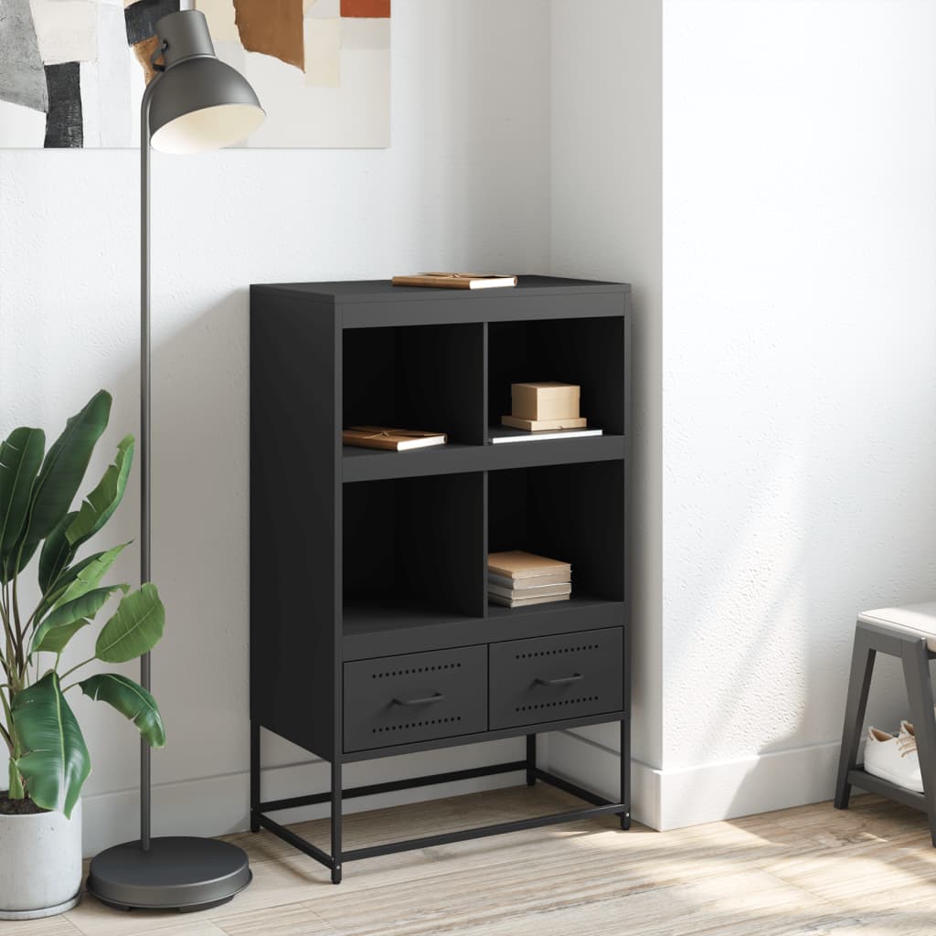 Highboard Black 68.5x39x111.5 cm Steel