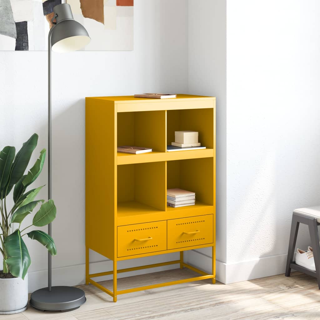 Highboard Mustard Yellow 68.5x39x111.5 cm Steel