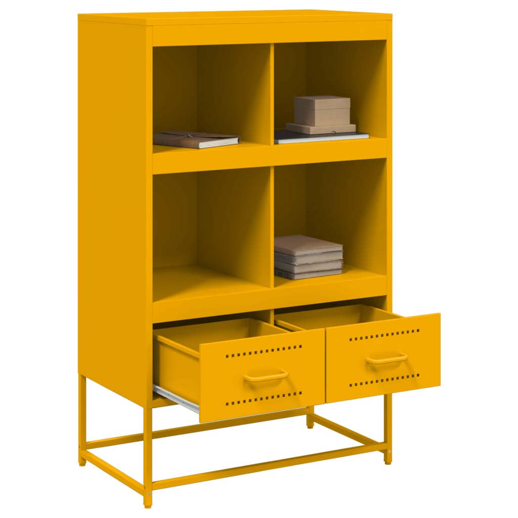 Highboard Mustard Yellow 68.5x39x111.5 cm Steel