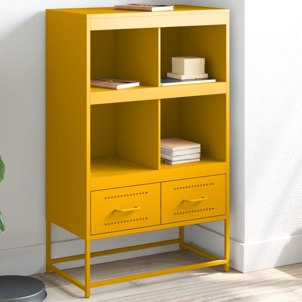 Highboard Mustard Yellow 68.5x39x111.5 cm Steel