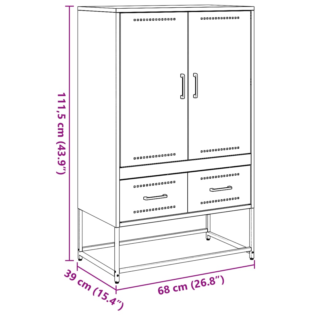 Highboard Black 68x39x111.5 cm Steel