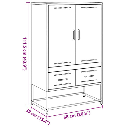 Highboard Black 68x39x111.5 cm Steel